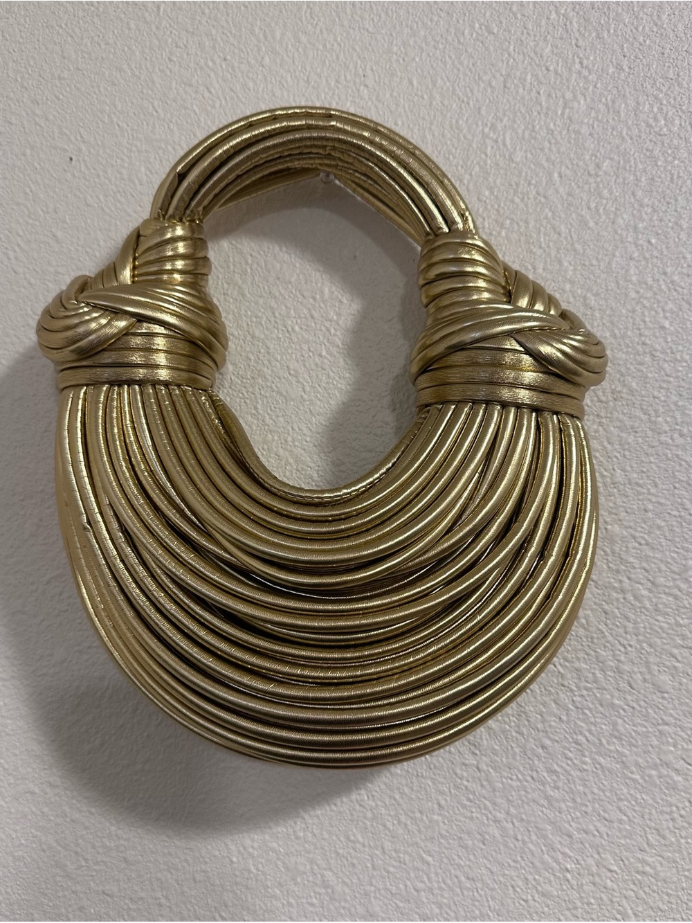 Gold Mini Knot-Detail Handbag — Elegant Evening Mini Bag